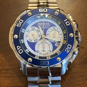 Invicta Reserve Blue and Silver Chronograph Timepiece 26567